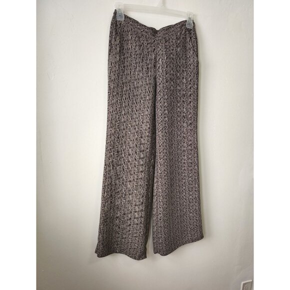 Geometric Pattern Wide-Leg Pants 4 Pockets Office Wear Palazzo Trousers Relaxed - Picture 1 of 15